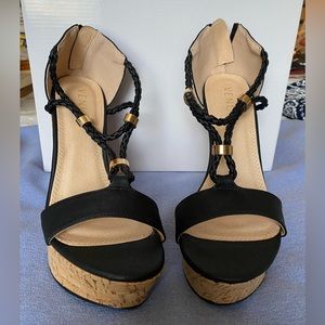 Venus Black Braided Detail Wedges size 8